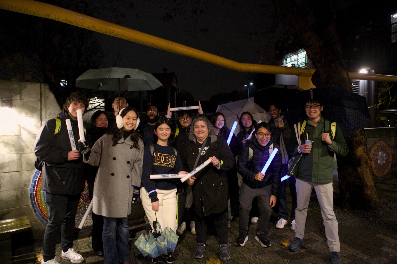 Group photo with glow sticks