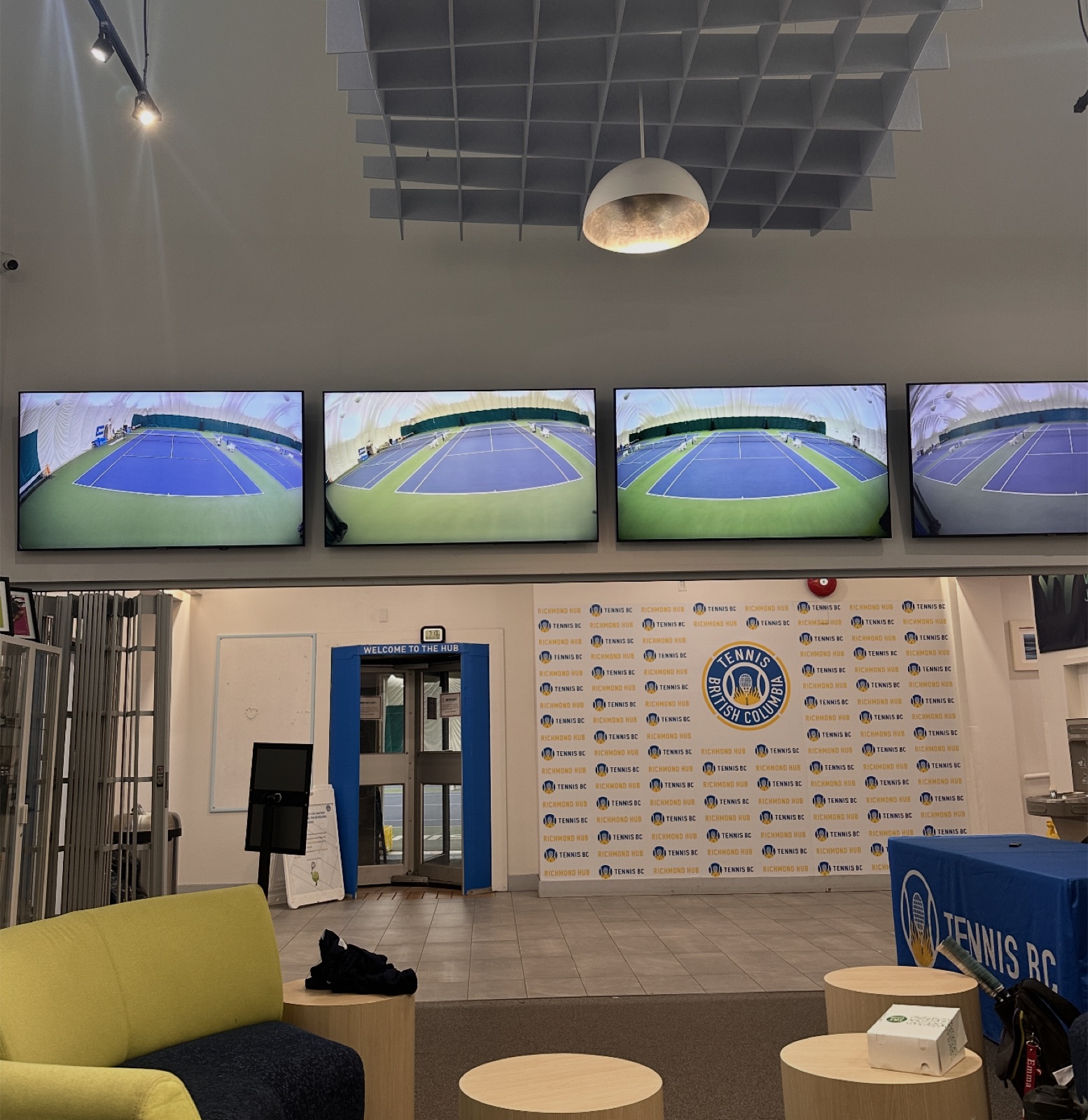 Lounge area at Tennis BC Hub